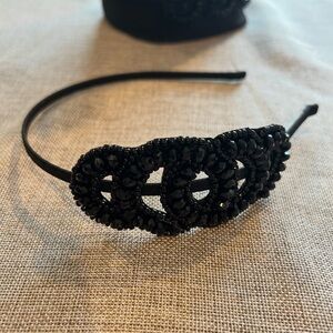 Elegant Black Beaded Headband